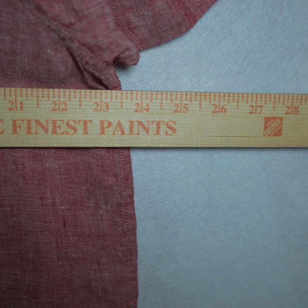 Banana Republic Mens Red 100% Linen Camden Fit Short Sleeve Camp Shirt Large